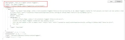 Content Fragment output JSON