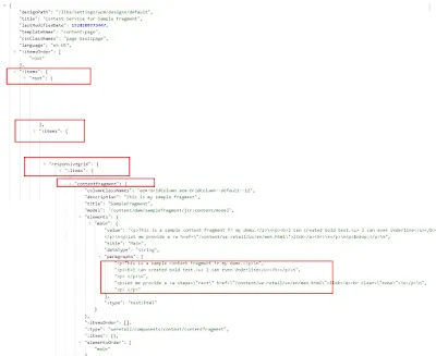 Content Fragment JSON